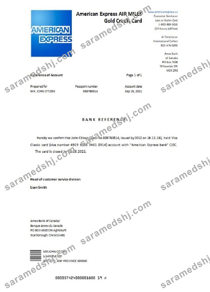 Canada_American Express Air Miles Gold Credit Card_closure reference